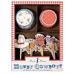 Meri Meri Cowboy Cupcake Kit - Red, White, and Blue 2 Sets.